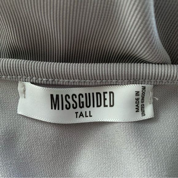 Missguided Tall Light Gray Ribbed Bodysuit - Picture 8 of 10